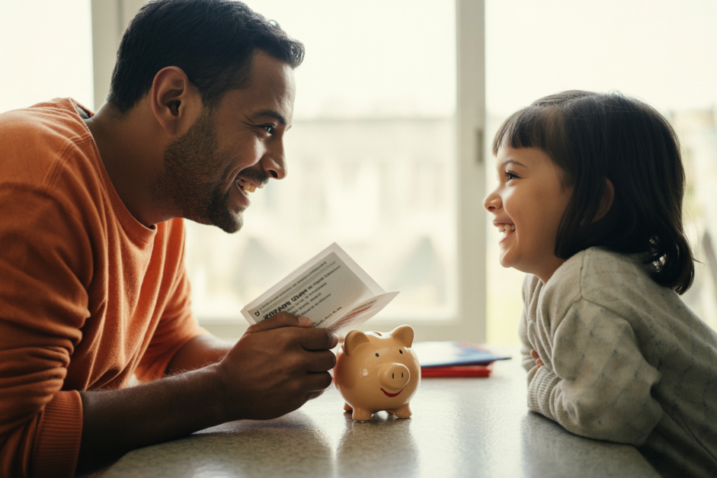 Padre e hija revisando el crédito fiscal por hijos con ITIN