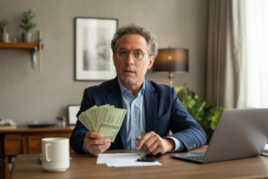 Persona revisando la diferencia entre cuenta de cheques y de ahorros antes de enviar una remesa