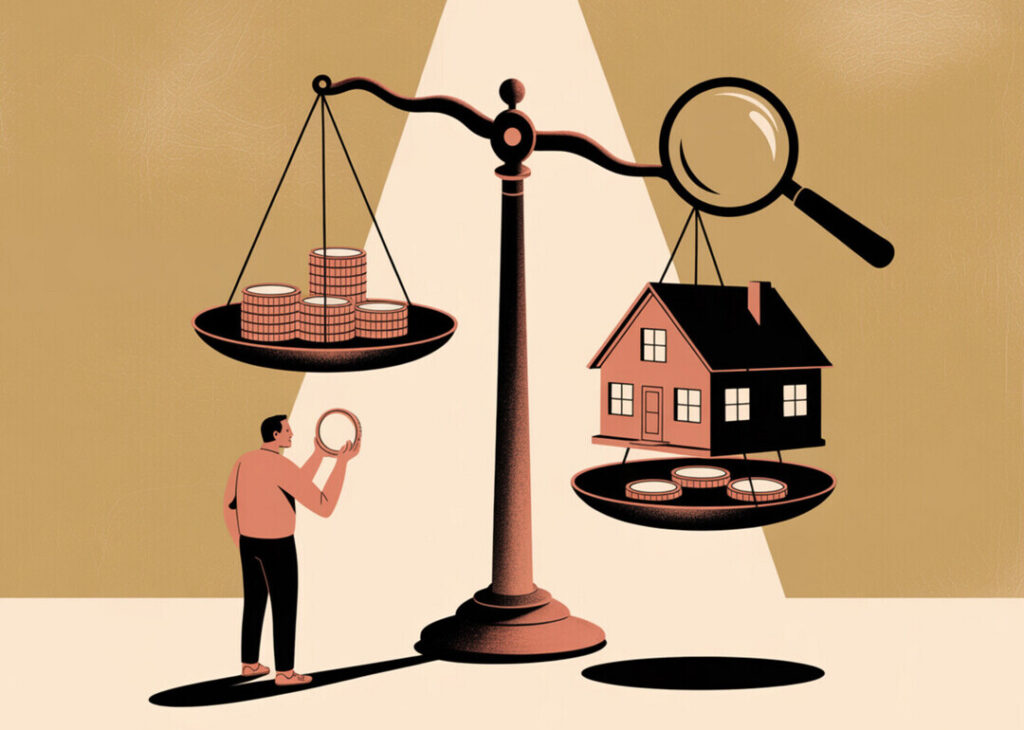 costos de cierre al comprar casa, balanza comparando el pago con el valor de la vivienda